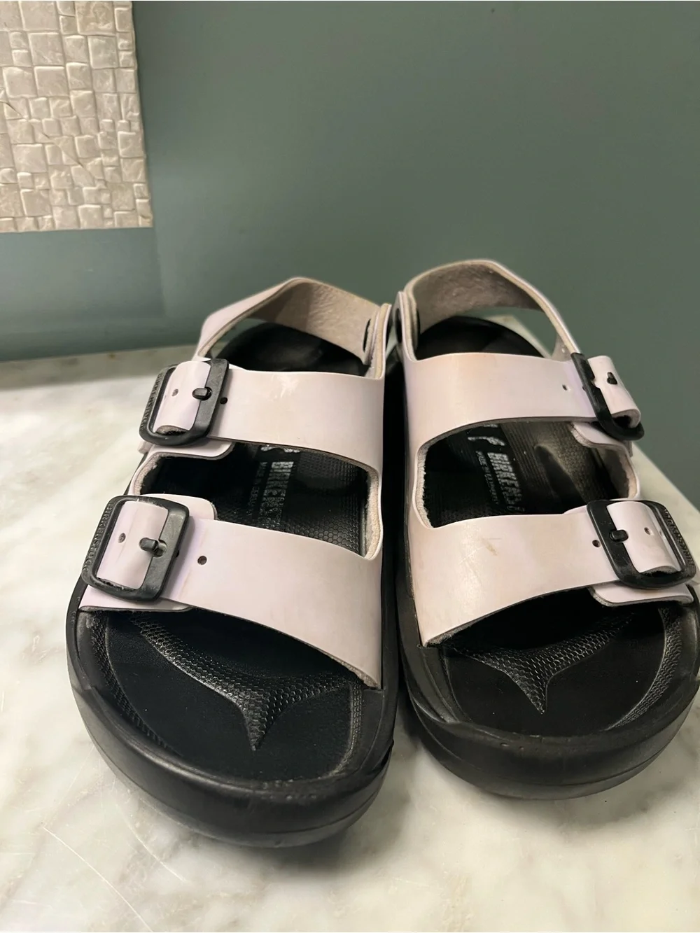 Birkenstock Kids Two-Buckle Sandals in Light Pink and Black